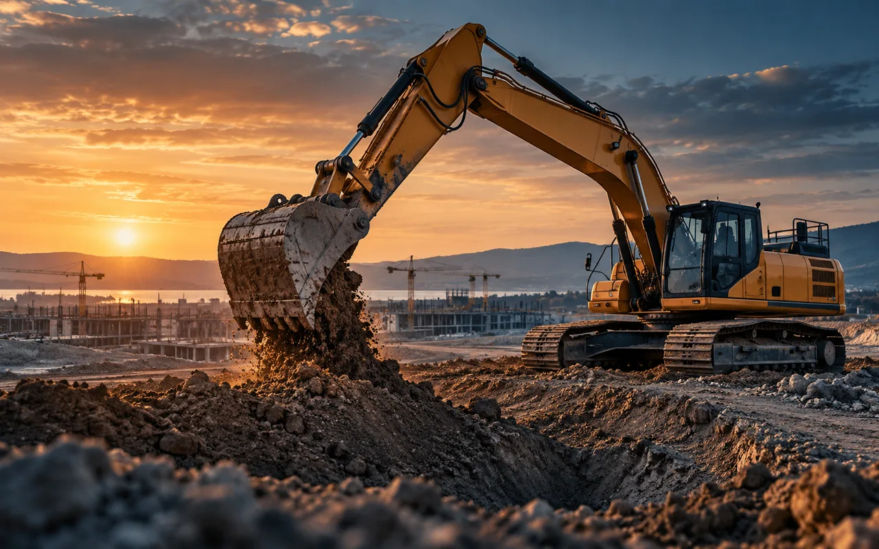 Bagger auf einer Baustelle