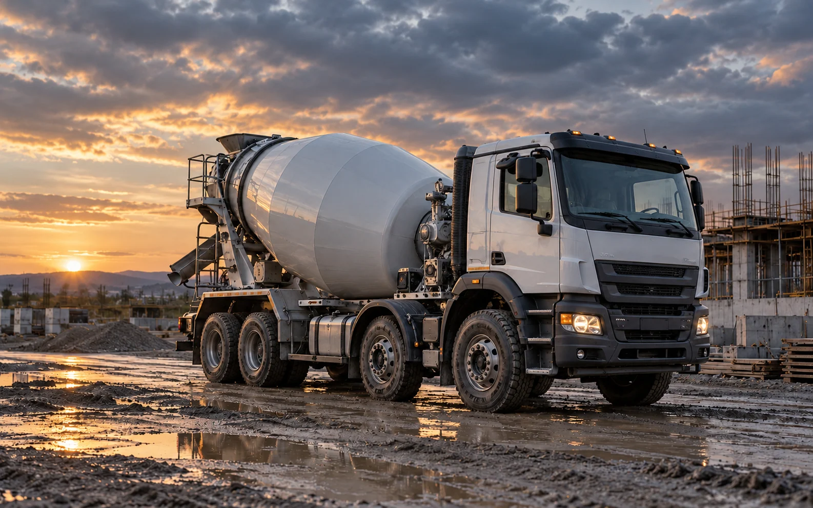 Betontechnik im Sonnenuntergang