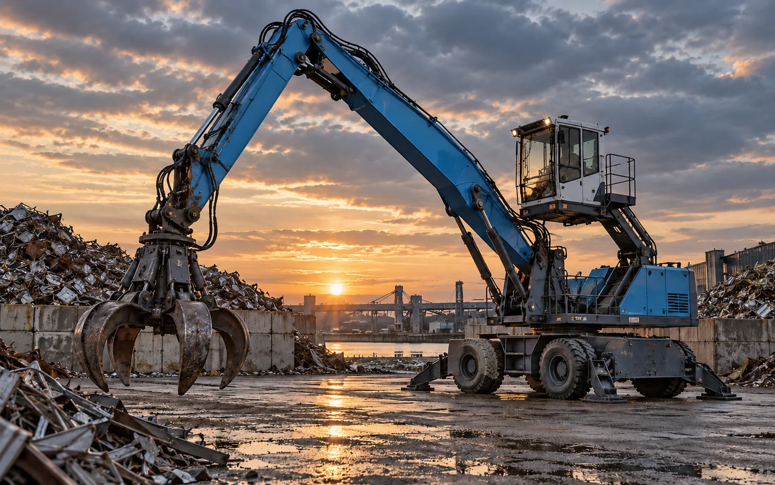 Materialumschlag im Sonnenuntergang