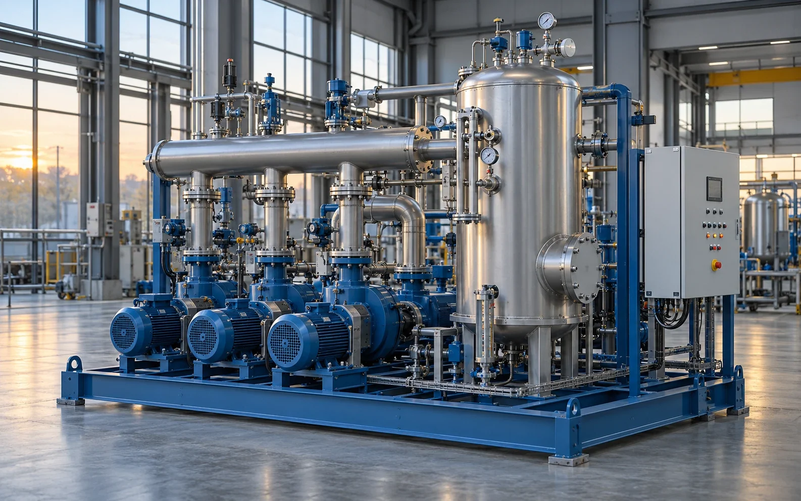 Integrierte industrielle Vakuumanlage mit Pumpen und Steuerung