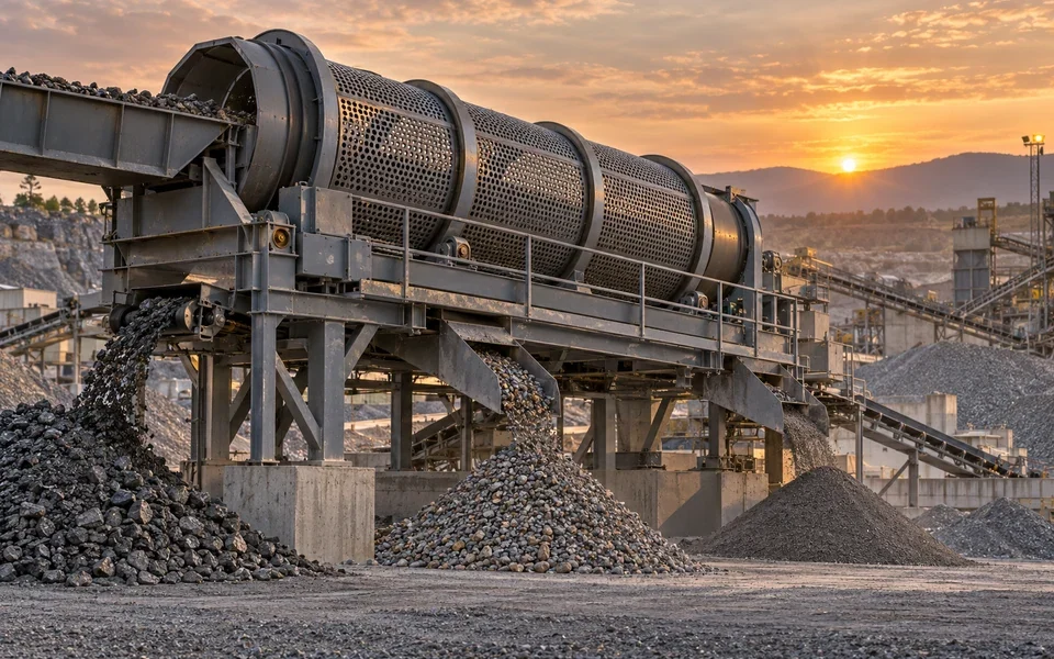 Industrielles Trommelsieb zur Klassierung unterschiedlicher Materialfraktionen