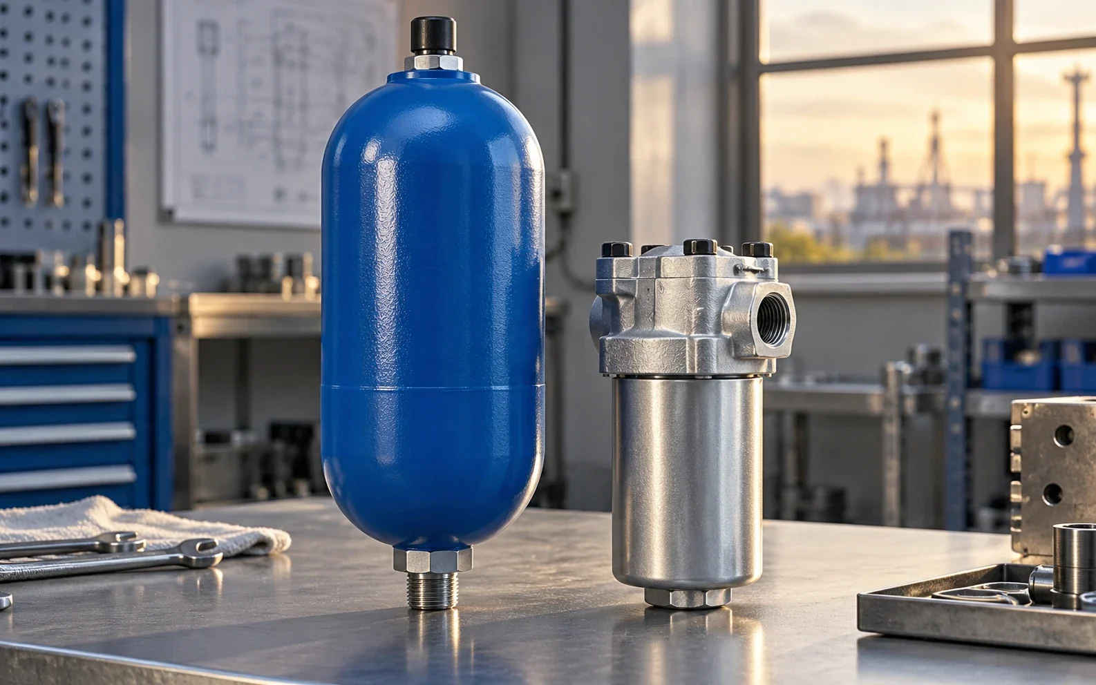 Hydrospeicher & Filtration in industrieller Umgebung