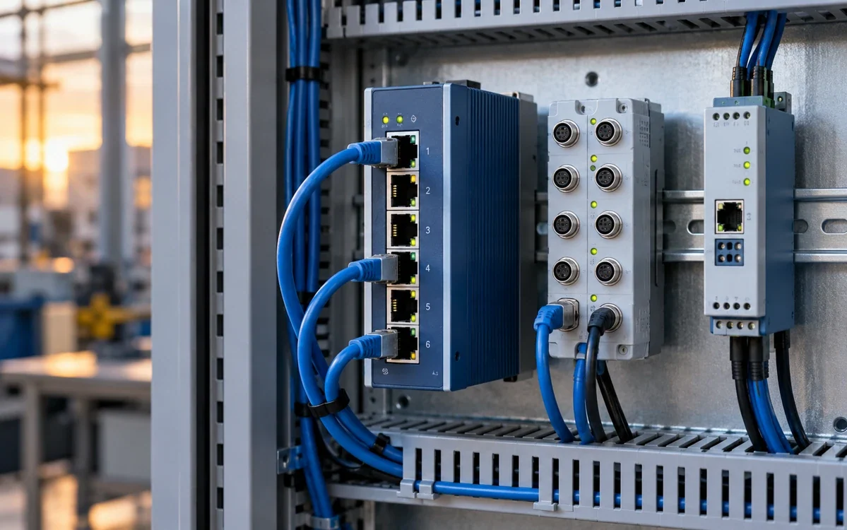 Industrial-Ethernet-Switch, IO-Link-Master und Gateway mit Anschlüssen
